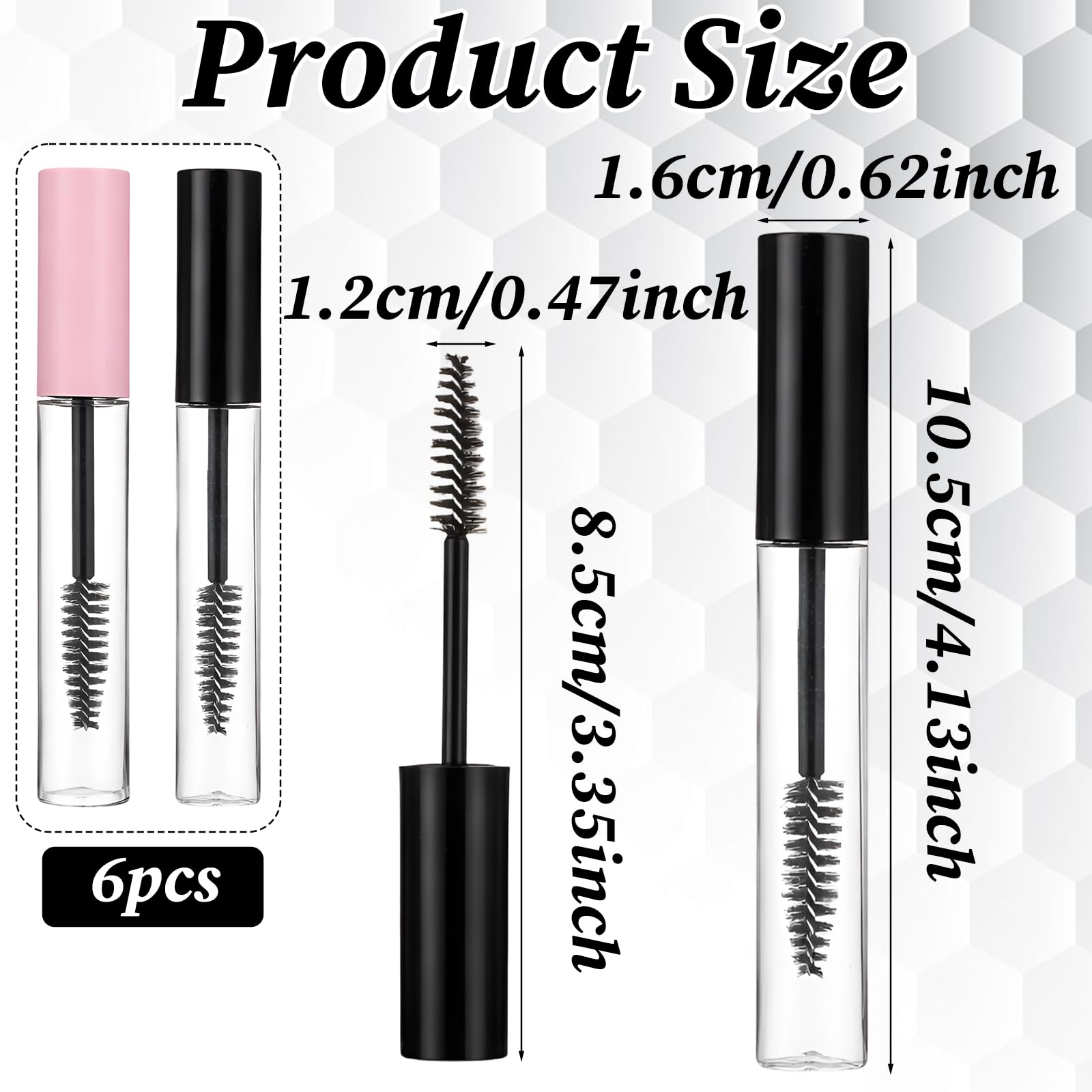 6 pustych butelek do tuszu do rzęs, 10 ml, przezroczysty tusz do rzęs, butelka | Pojemnik na szczoteczkę do rzęs, butelka z różdżką z tworzywa sztucznego do eyelinera, serum do rzęs, żel do brwi