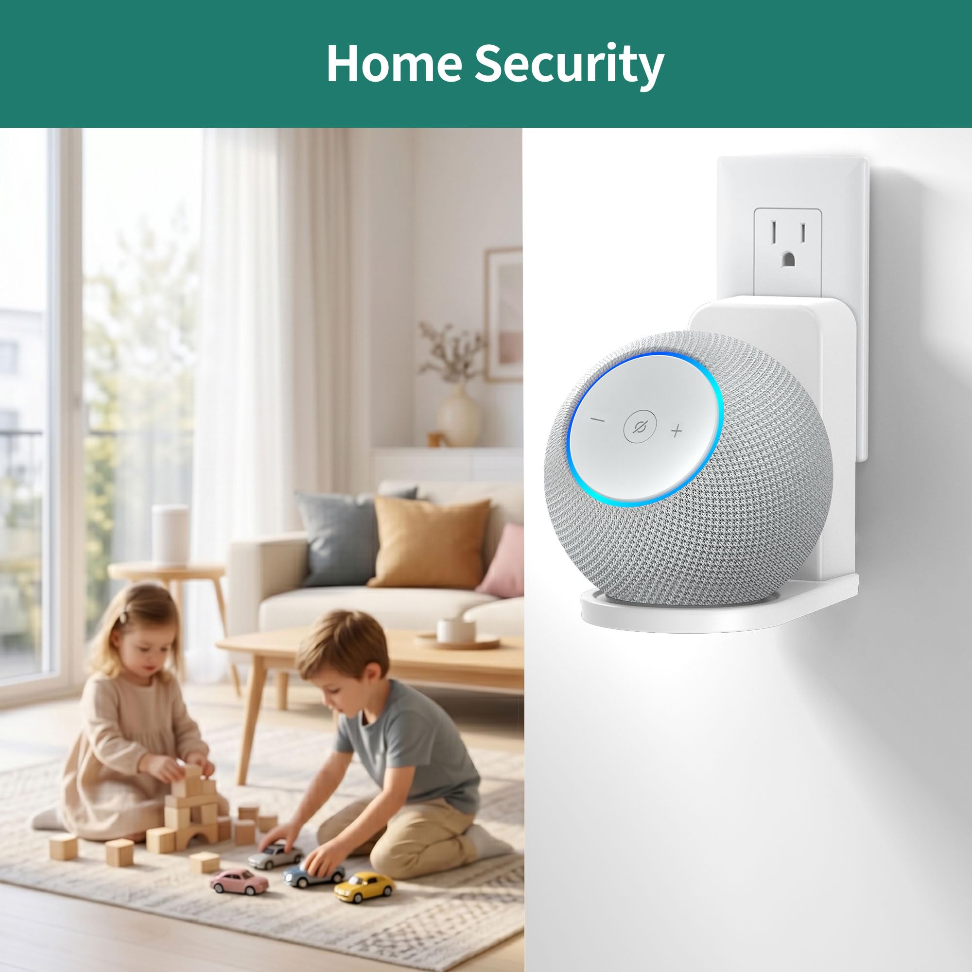 HomeMount Supporto da parete per Dot Max & Nest Mini, plug-in (bianco, 2