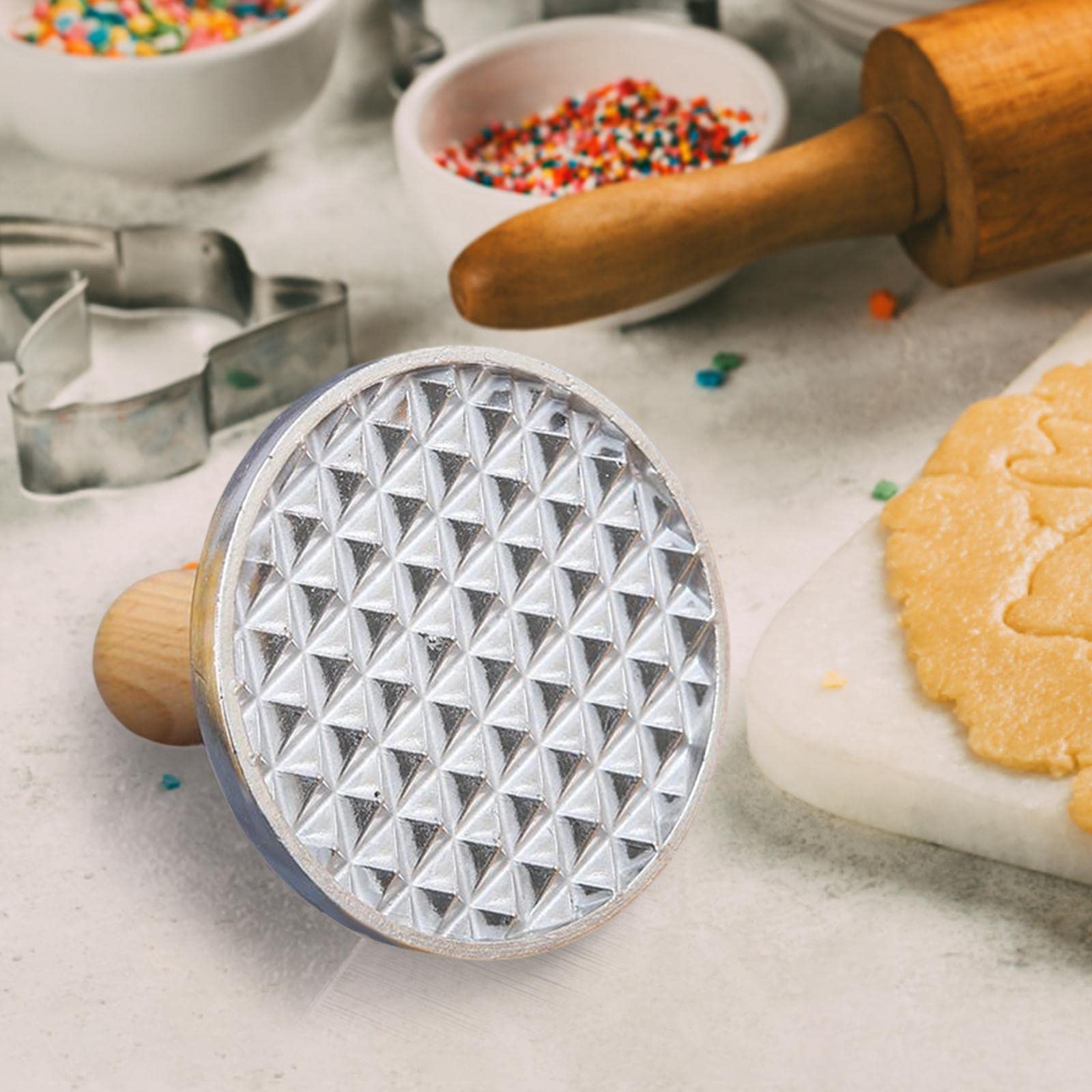 Juego de 5 moldes de metal para galletas con asa, molde de pan de jengibre con diamante, mediano