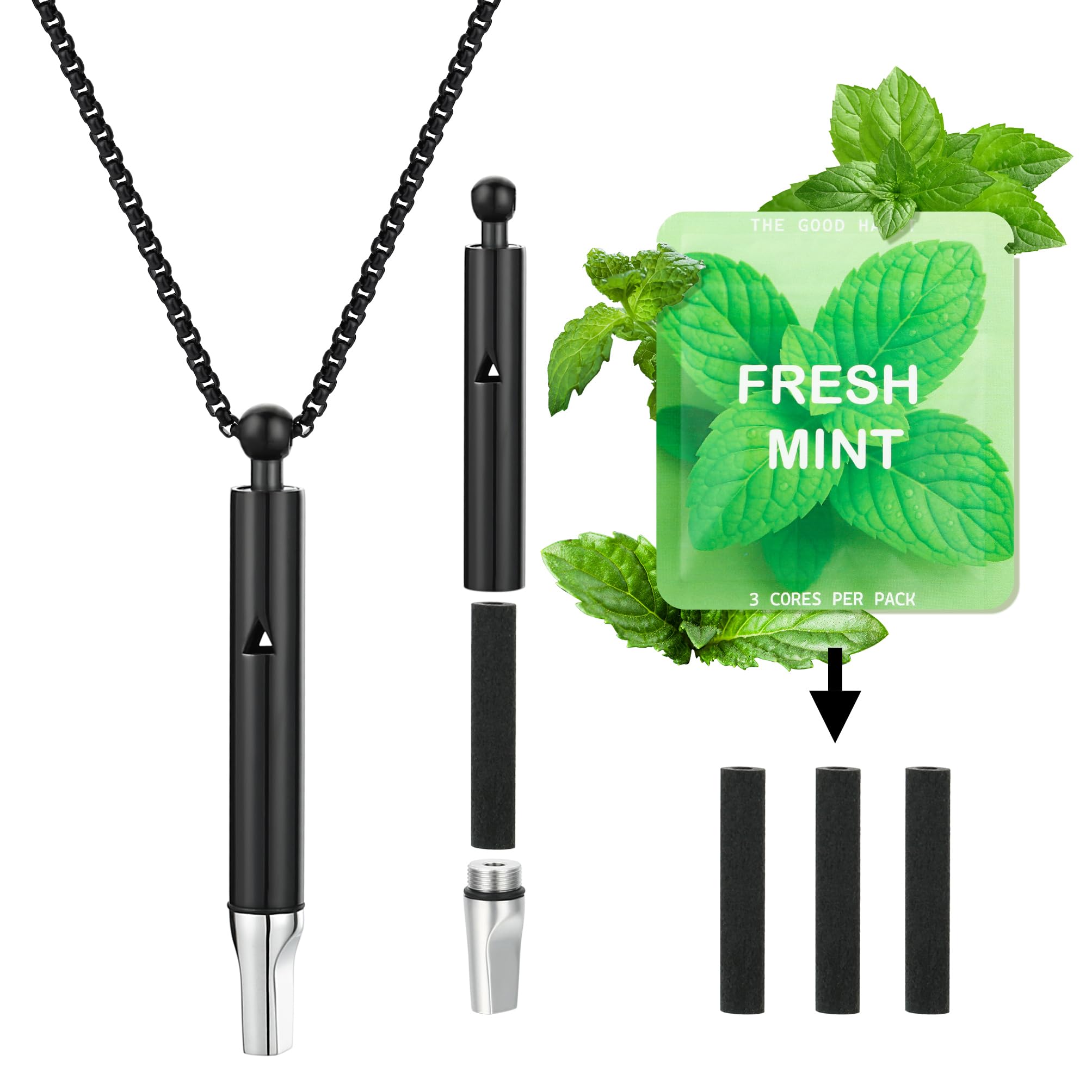 Amazon.com: Breathe Free, Breathing Necklace with Adjustable Resistance, Quit Smoking Inhaler with Refillable Mint Pods, Stop Smoking Necklace for Anxiety Relief, Relaxation, Focus, Mindful Breathing, Black : Health & Household Amazon.com: Breathe Free, Breathing Necklace with Adjustable Resistance, Quit Smoking Inhaler with Refillable Mint Pods, Stop Smoking Necklace for Anxiety Relief, Relaxation, Focus, Mindful Breathing, Black : Health & Household