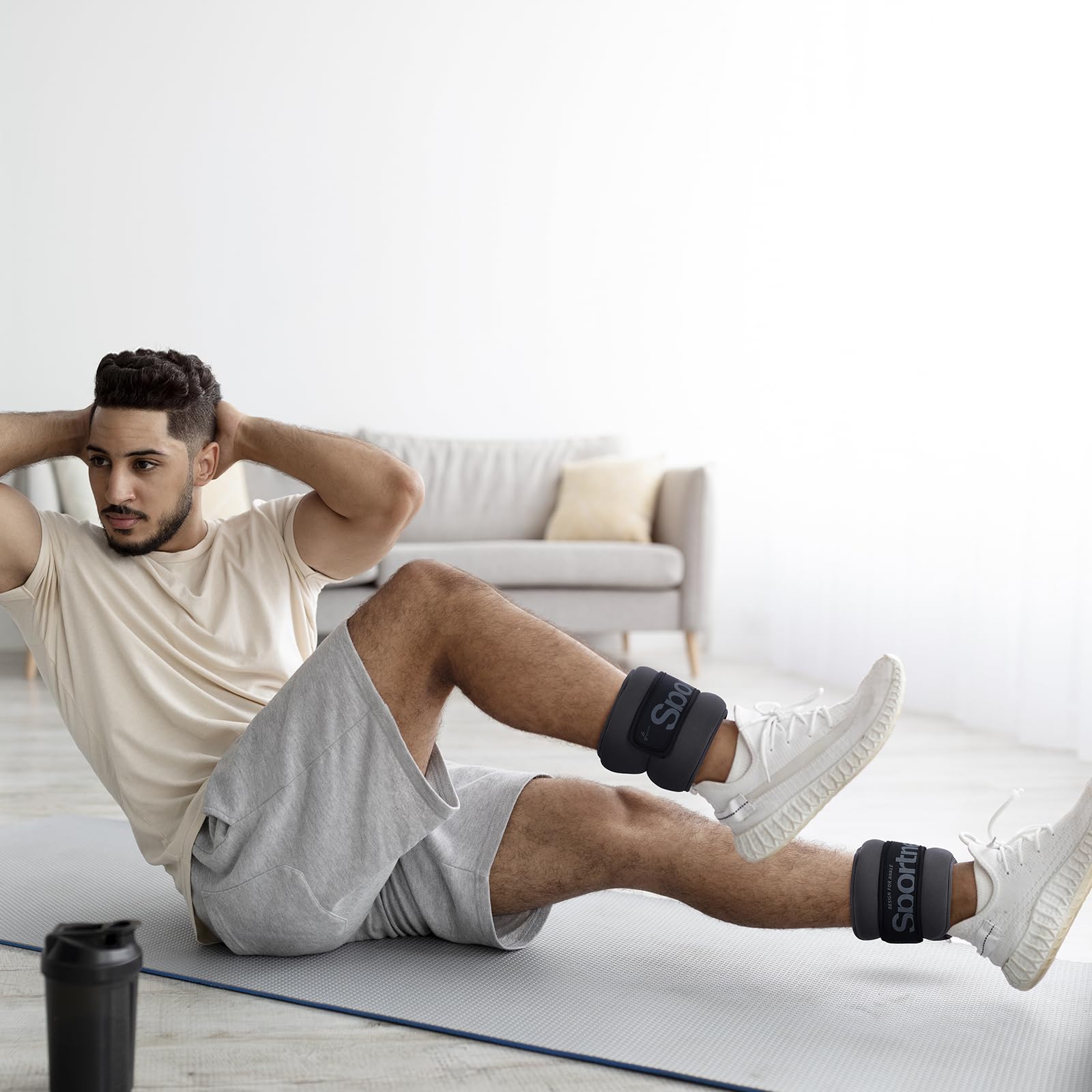 Sportneer obciążniki na nogę, 2 x 0,23 kg/2 x 0,45 kg/2 x 0,9 kg/2 x 0,9 kg/2 x 1,36 kg/2 x 2,27 kg, zestaw obciążników na nadgarstki (2 x 2,27 kg, szare)