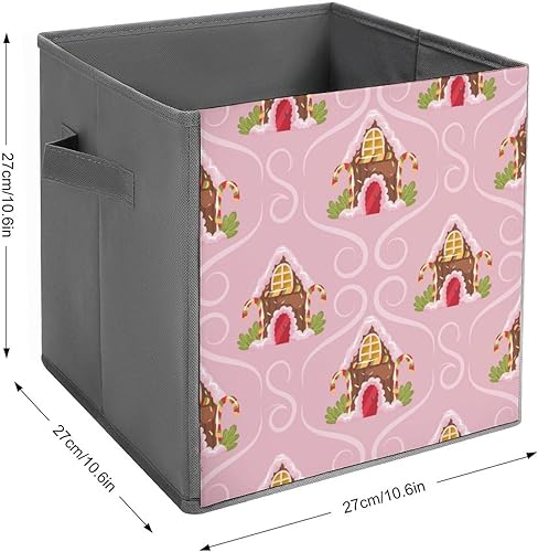 Miniatura 2 de Christmas Gingerbread House Collapsible Fabric Storage Cubes Organizer with Handles,merry Xmas Closet Organizers for Shelves,Foldable,for Clothes,11