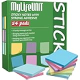 MyLifeUNIT Sticky Notes 3x3, Bulk Pack 54 Note Pads 5400 Sheets for Daily Reminder, Self-Stick Notes with 6 Assorted Colors