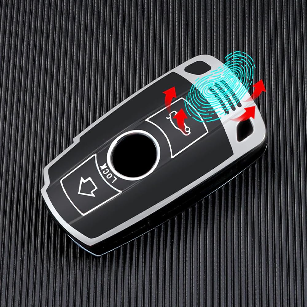 HIBEYO Custodia per chiave auto, adatta per BMW Serie 1, 3, 5, 6, 7, M5, X1, X5, E61, E81, E90, E72, Z4, telecomando nero