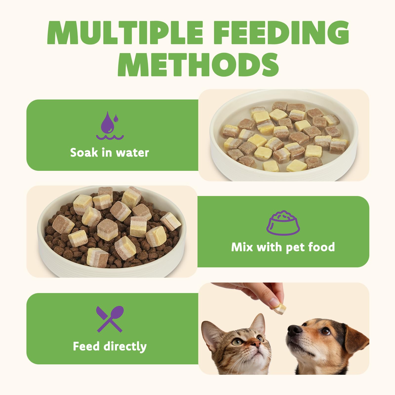 MON2SUN Triple-Layer Freeze Dried Cat & Dog Treats, Chicken, Egg & Chicken Liver Recipe Cube, Grain-Free High Protein Snacks, All Natural Food Topper or Training Rewards, 10.6oz - image 6