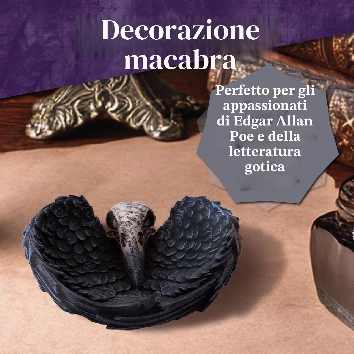 Nemesis Now Edgar's Raven Non Specificato Articoli Decorativi nero/beige poliresina