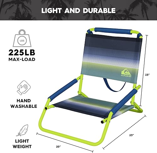 Miniatura 3 de Quiksilver Silla de playa baja, silla plegable ligera, sillas portátiles y duraderas para playa, patio, silla de campamento o eventos deportivos con