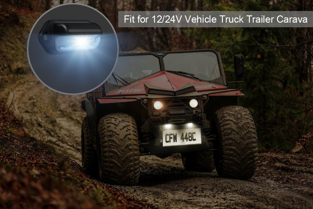 2 Feux Plaque Immatriculation LED 6 LEDs - Éclairage Blanc IP67 Étanche Pour Voiture, Camion, Remorque 12/24V
