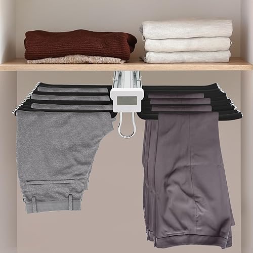 Miniatura 5 de Perchero extraíble para pantalones de doble fila y 22 brazos para armario, organizador de pantalones extraíbles para guardarropa, dormitorio (negro)