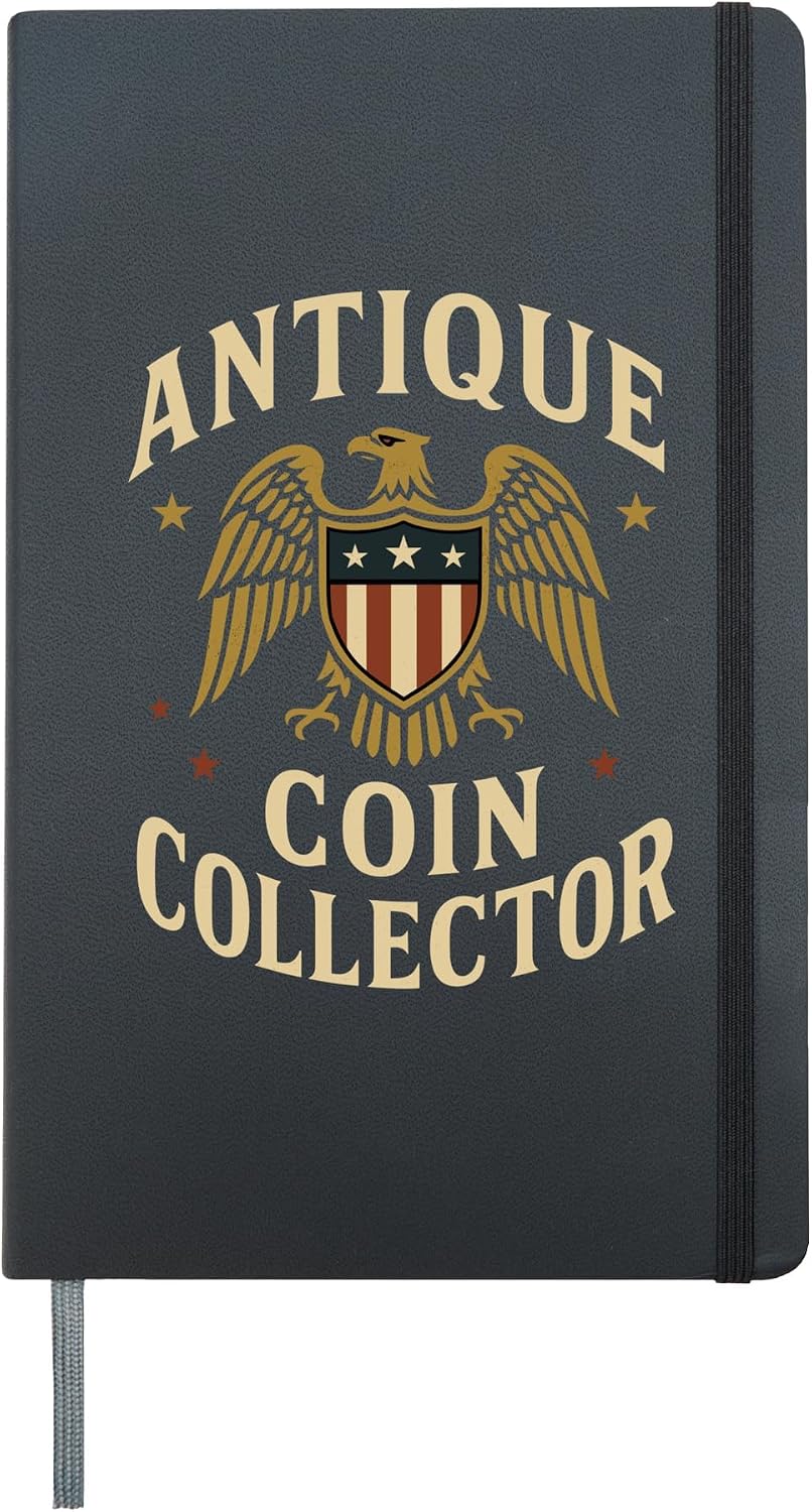 Eagle Shield Antique Coin Collector Hardcover Journal, Black
