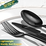 Yoehka 60 Pièces en argent noir, en acier inoxydable de première qualité 12, Miroir Couverts en vaisselle polie pour la maison et le restaurant, y compris couteau / cuillère et fourche, lave-vaisselle coffre-fort