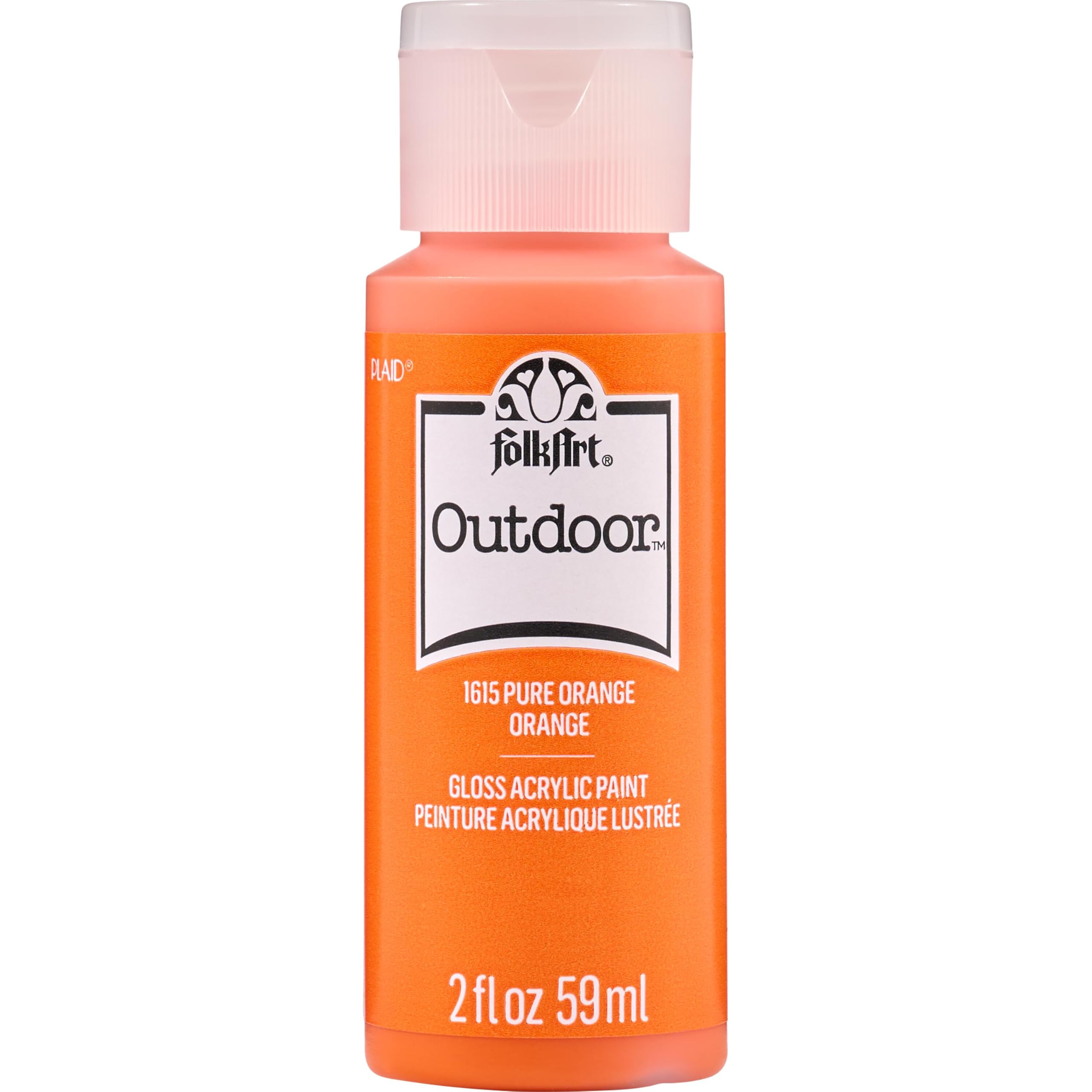 FolkArt Outdoor Acrylic Paint in Assorted Colors (2 Ounce), 1615 Pure Orange