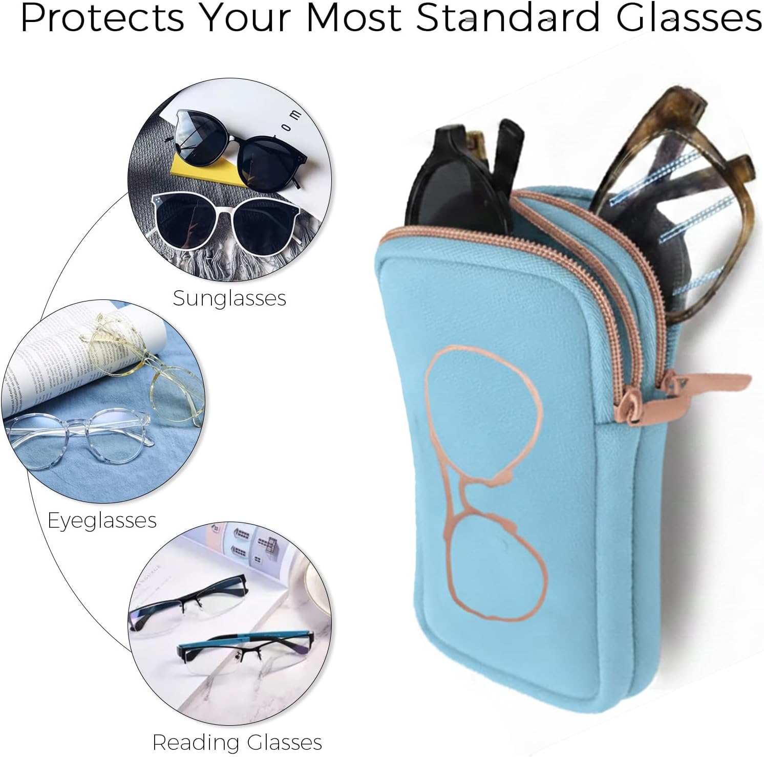 Double Glasses Case Eyeglass Sunglass Cases With Cleaning Cloth image 2