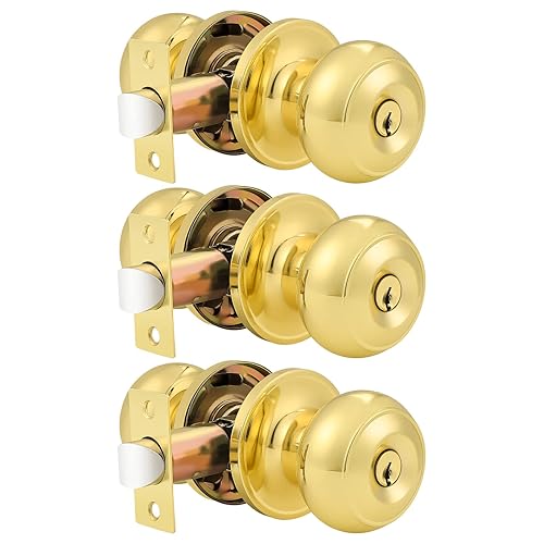 Probrico Entrance Door Knobs Door Lock Keyed Alike Lockset Polished