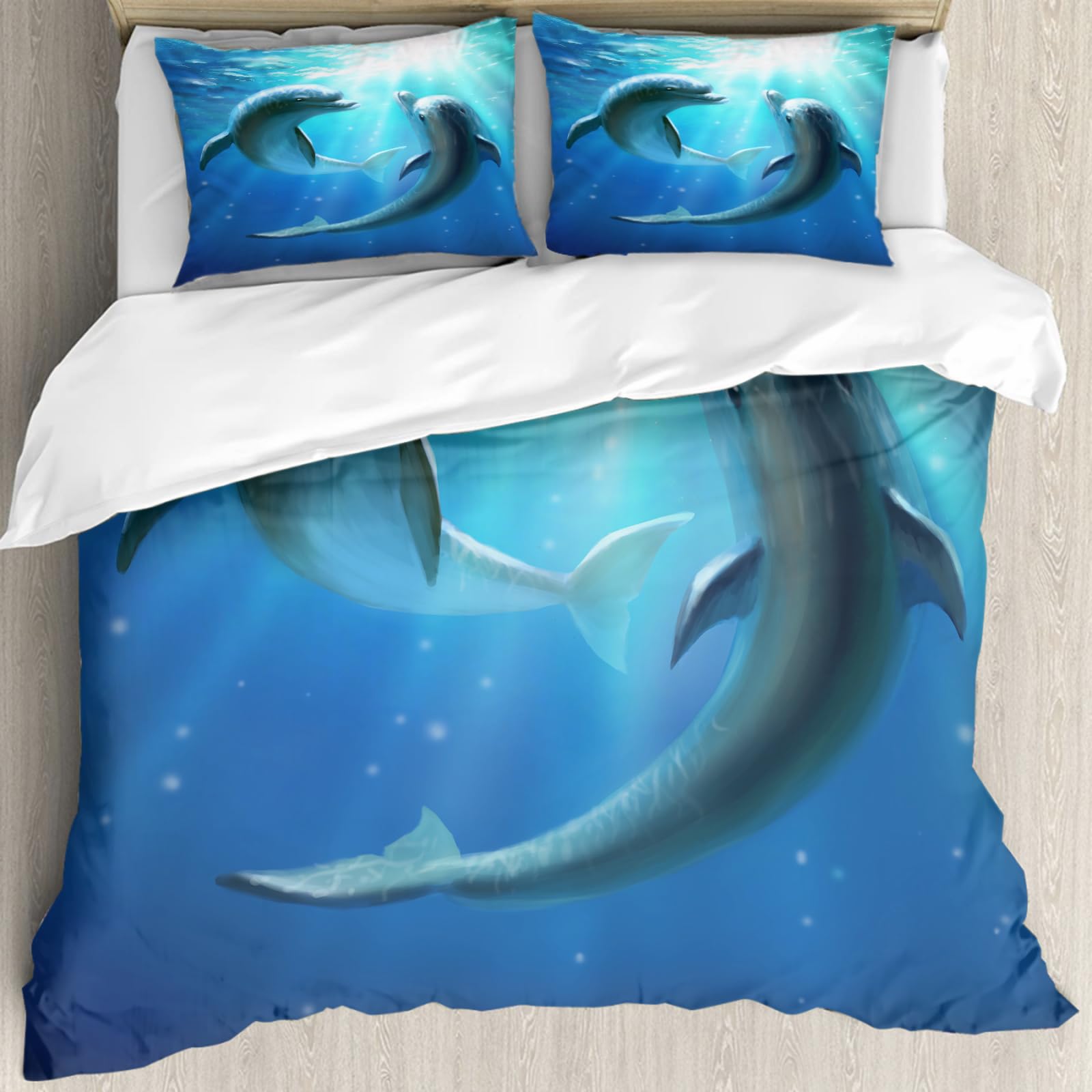 Linge de lit dauphins hypoallergénique 228x264 cm, confort supérieur