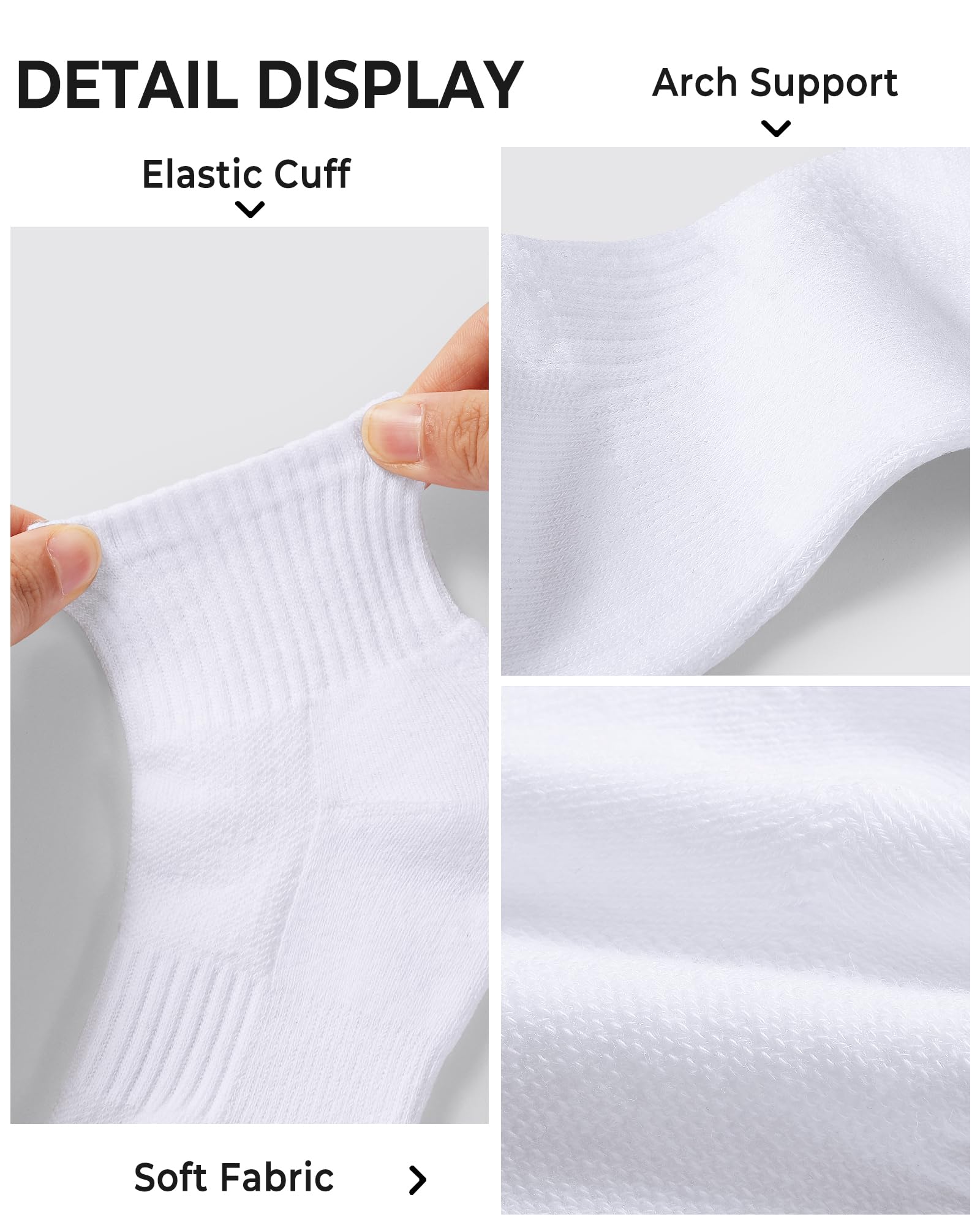 BOOPH 6 pares de calcetines de tobillo de corte bajo para niños y niñas, calcetines deportivos acolchados para correr, 4 a 14 años