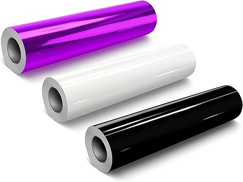 VViViD DECO65 - Vinilo para manualidades color morado brillante (7 x 1 pie) + blanco brillante (7 pies x 11.8 pulgadas) + negro brillante (7 pies x