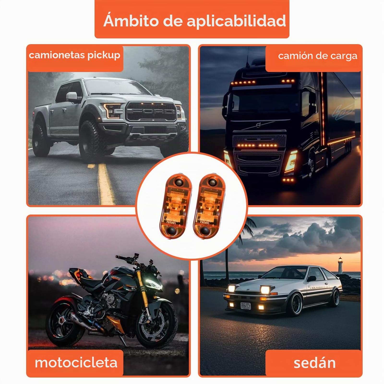 10 luces LED laterales de camión 12/24 V – Luces de posición LED amarillas para Caravan, RV, camiones, laterales de alta luminosidad