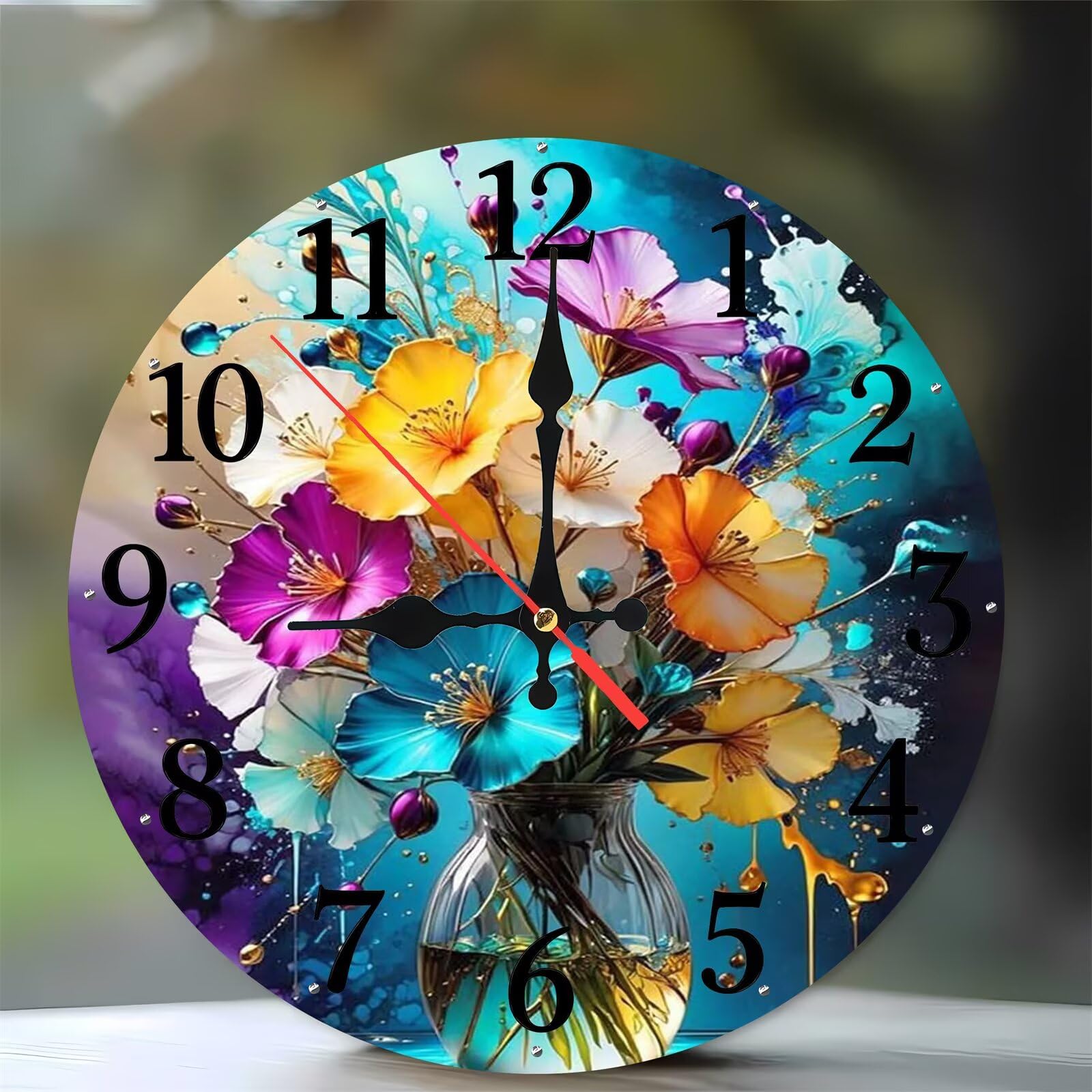 Horloge murale moderne bois silencieuse de 35 cm de diamètre pour salon
