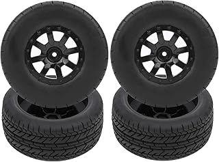VGEBY RC Car Tires, 4pcs RC Short Course Truck Tire Tyre Wheel 12mm Hex Hub Wheel Rims RC Accessory Fit for 1/10 Slash 10044 Slash Wheels and Tires