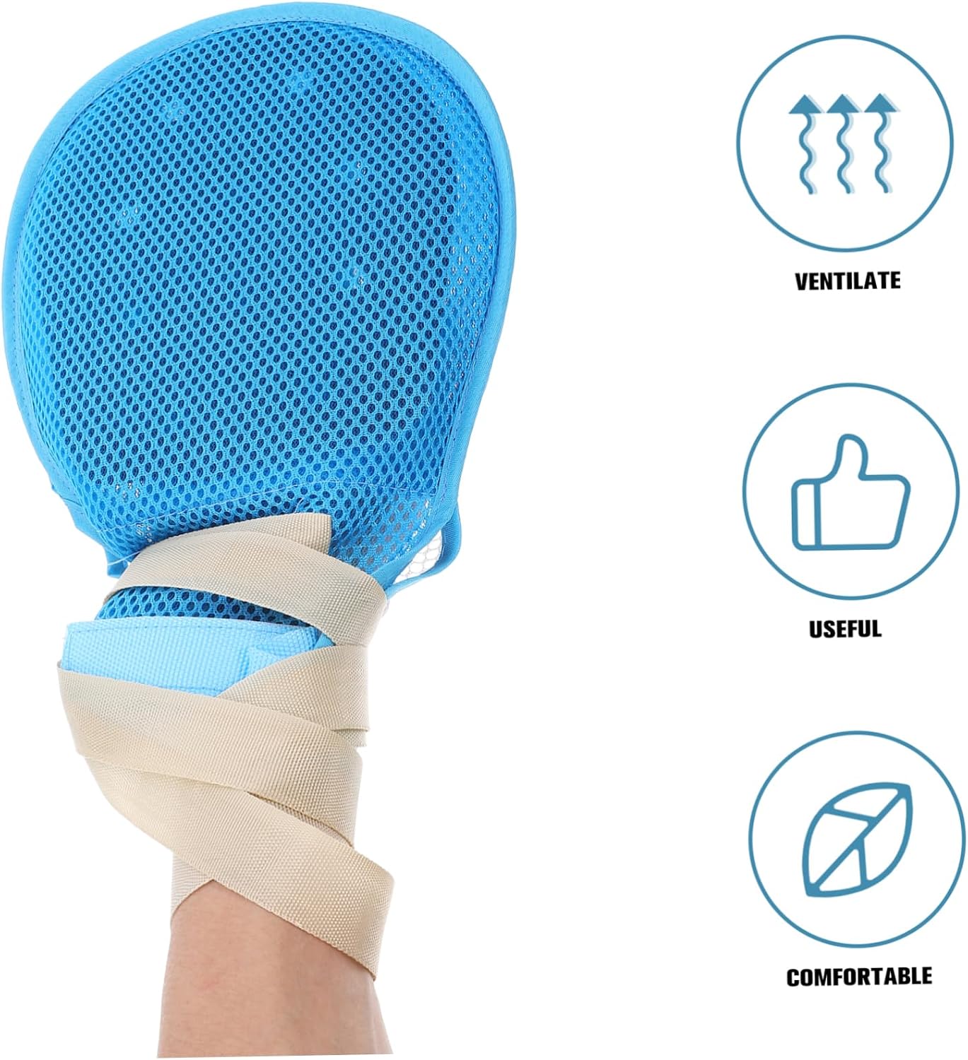 Breathable Finger Control Gloves for Elderly Care Anti-scratch Safety Mitts Blue Fit Comfortable Blend for Patient Protection