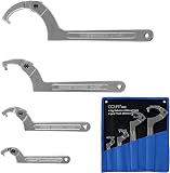 CCLIFE 4 pièces Clé à ergot articulée pour écrous à encoches latérales CR-V 19-170mm Clé à Crochet réglable en C - 1