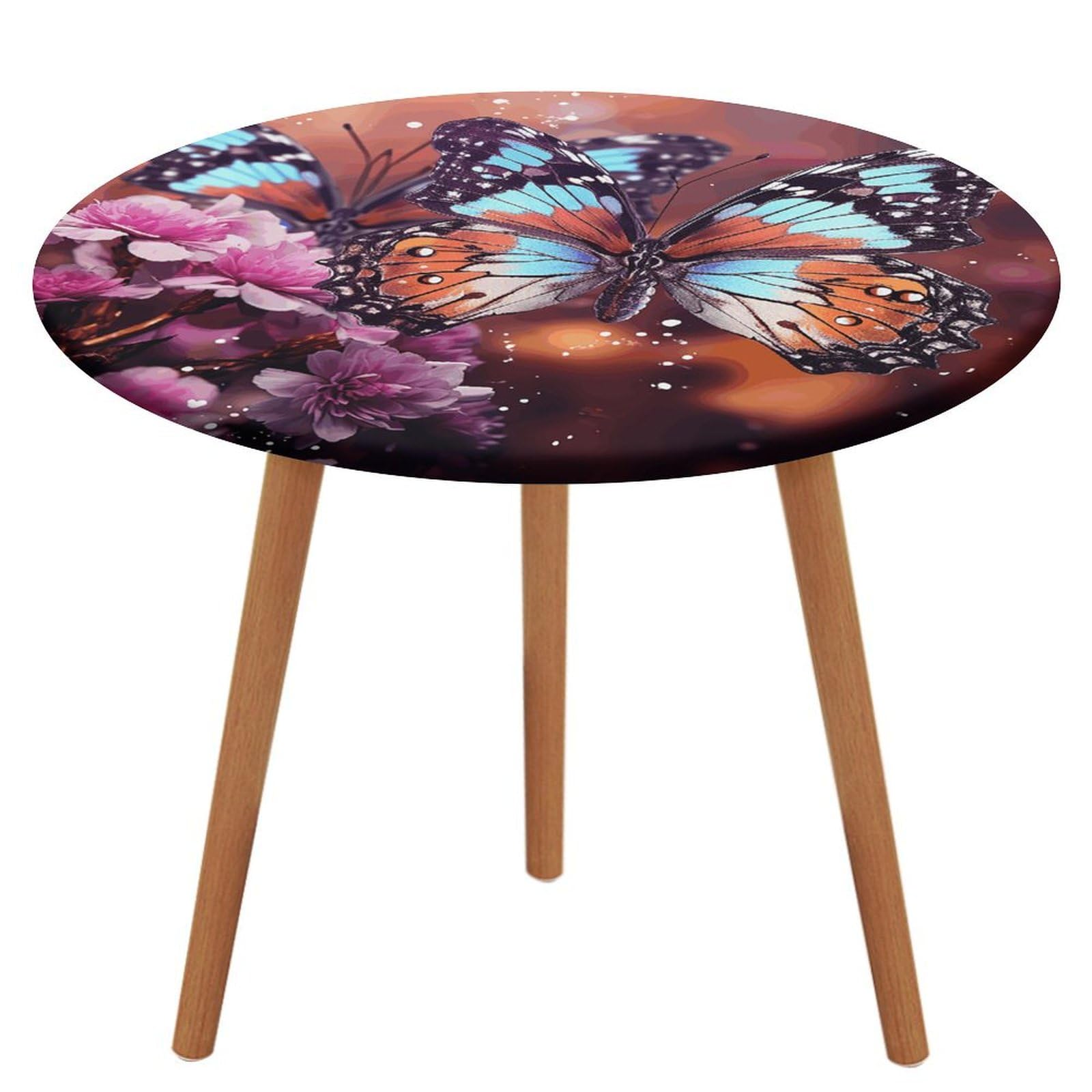 Nappe fleurie ronde avec papillons de 100 cm, le cadeau idéal pour pendaison de crémaillère