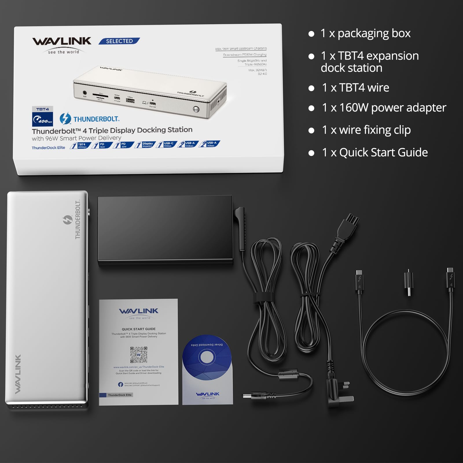 WAVLINK Thunderbolt 4 Dock 13-in-1, 96W PD, 8K/Triple 4K, 2X TBT4, 2X HDMI, 4X USB-A, USB-C 10Gbps, 2.5G Ethernet, SD/TF, Audio, Compatible with Mac & Windows