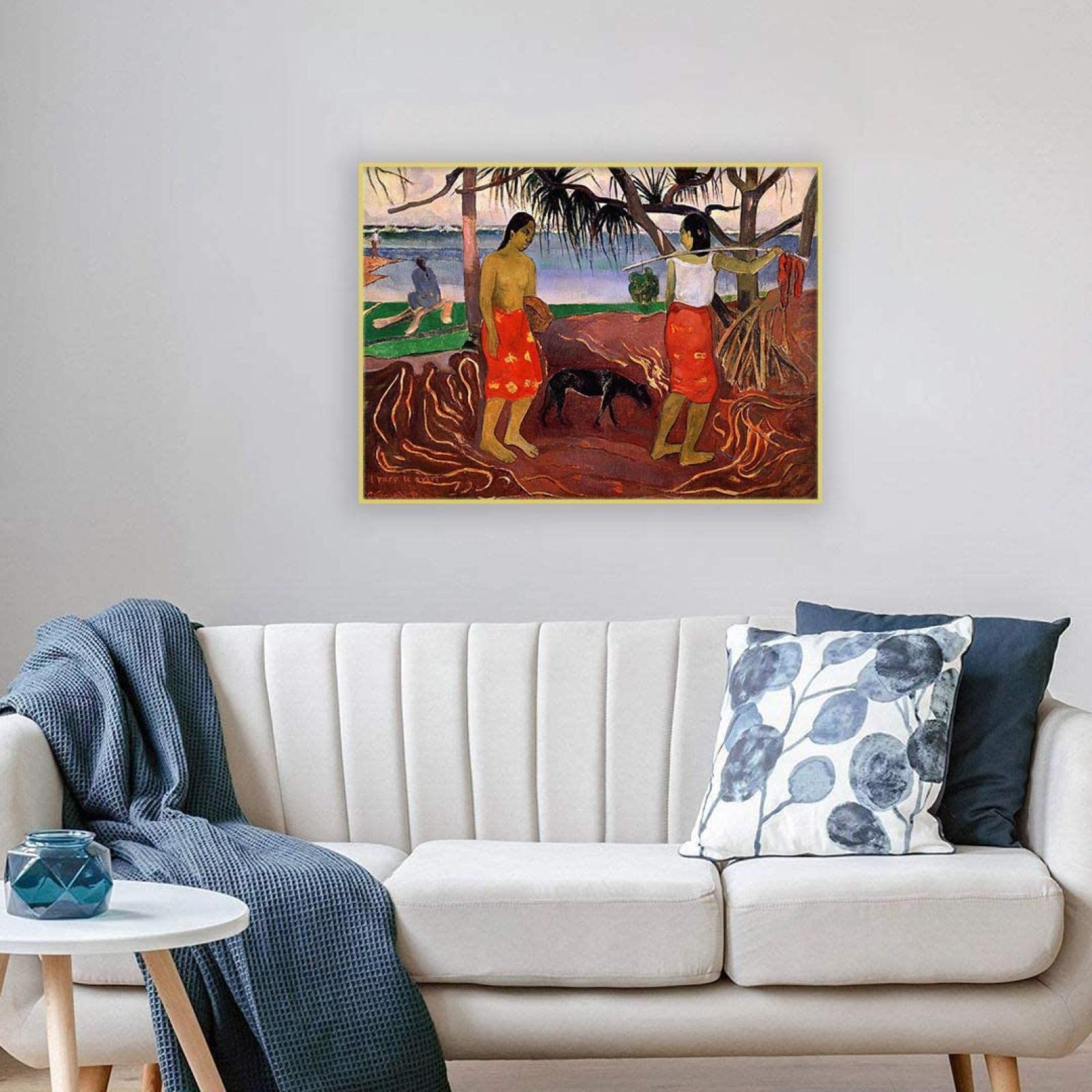 JZSDGB Gold gerahmt-Leinwandbild-Paul Gauguin Poster und Kunstdruck-Berühmte Leinwand Gemälde Reproduktionen-'Kelp-Sammler II'Druck auf Leinwand-Landschaft Leinwand Wandkunst Bilder 20x28cm(8x11in)
