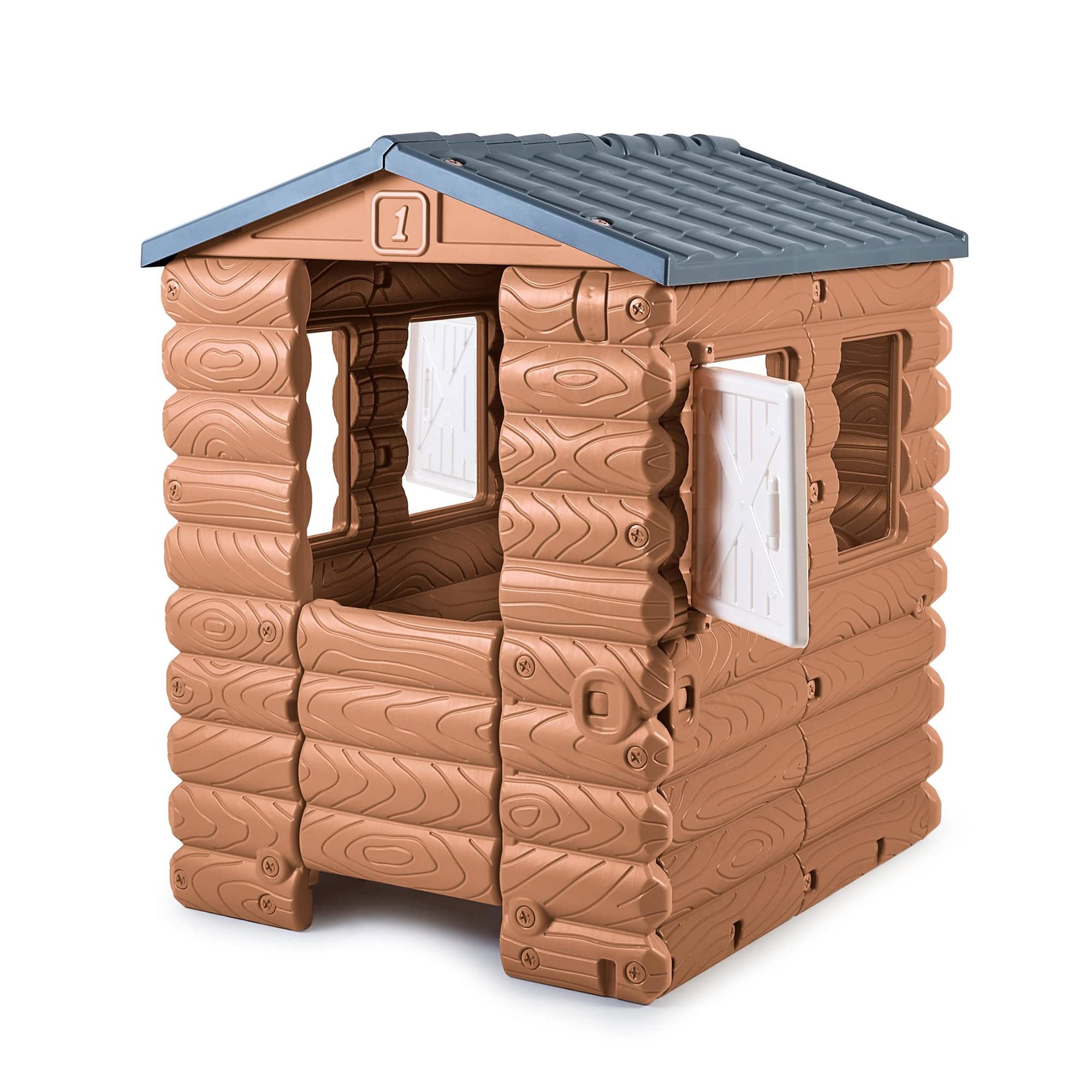 FEBER Camping Cottage Cabaña de Juegos Casita de Juguete Madera Ventanas Puerta abatibles Niños 1 año