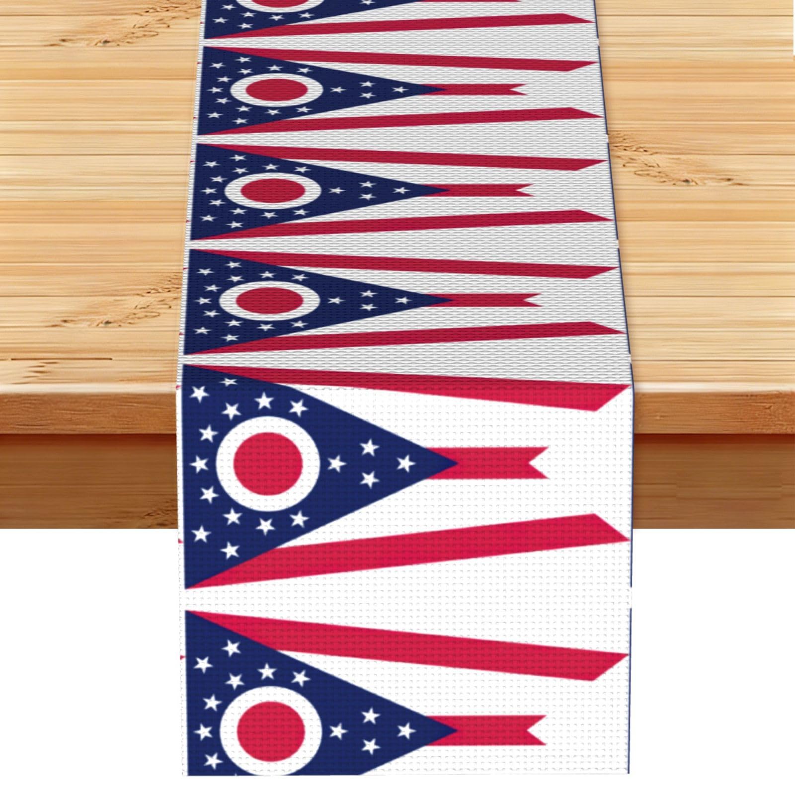 Ohio State Flag Multi Purpose Table Runner for Home Decor, Printed Table Cloth for Kitchen Table, Countertops & Dining Area