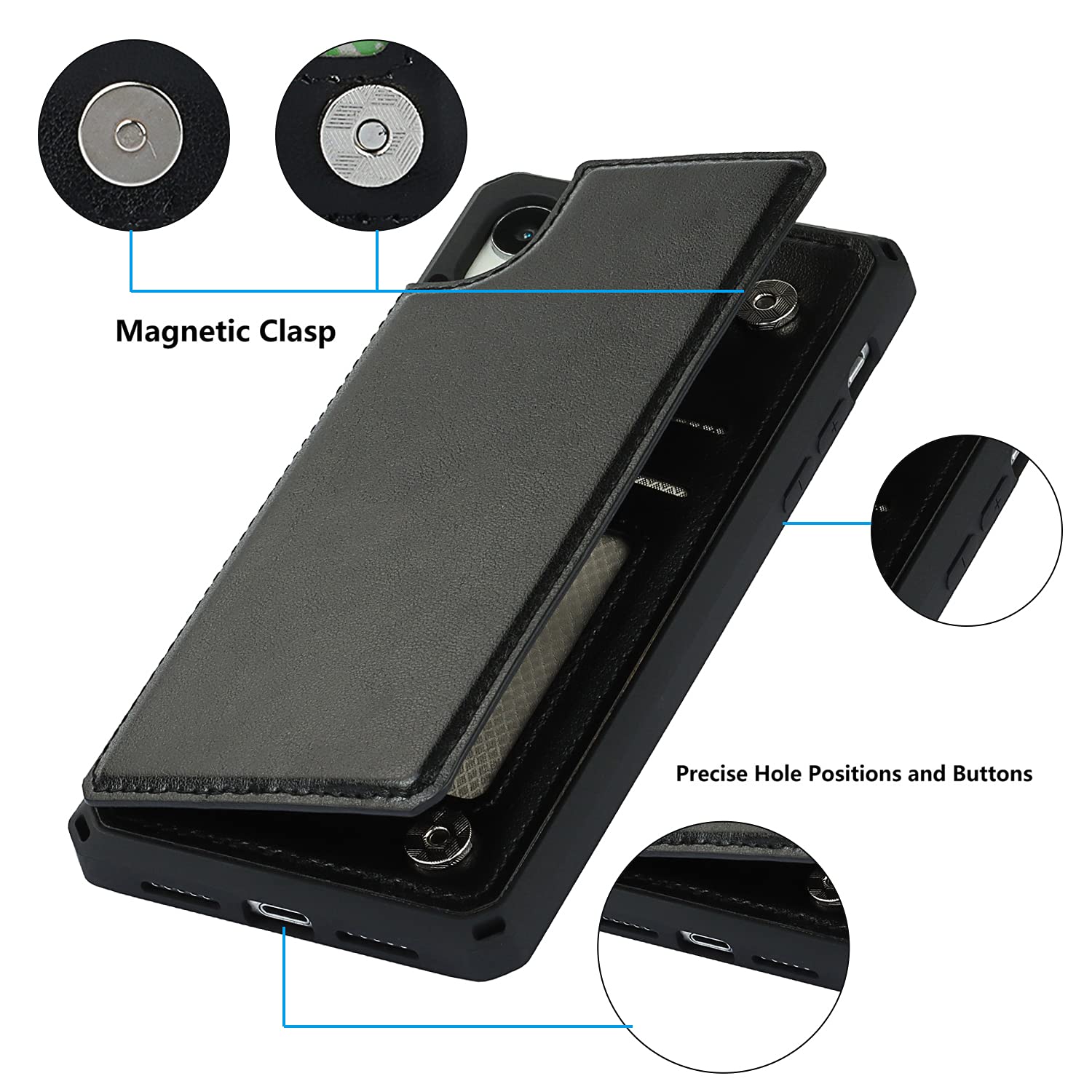 iCoverCase - Custodia a portafoglio per iPhone XR, con porta