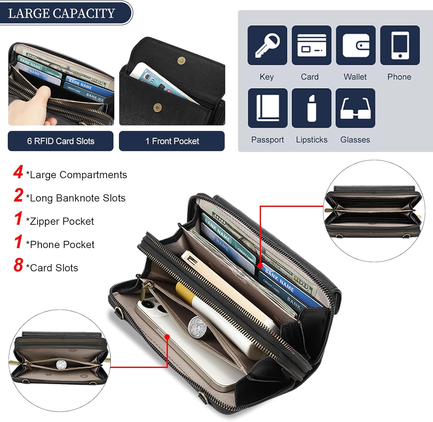 SENDEFN Small Crossbody Phone Purses for Women Vegan Leather Crossbody Bags Shoulder Handbags | Small, Crossbody, Vegan Leather - Image 4