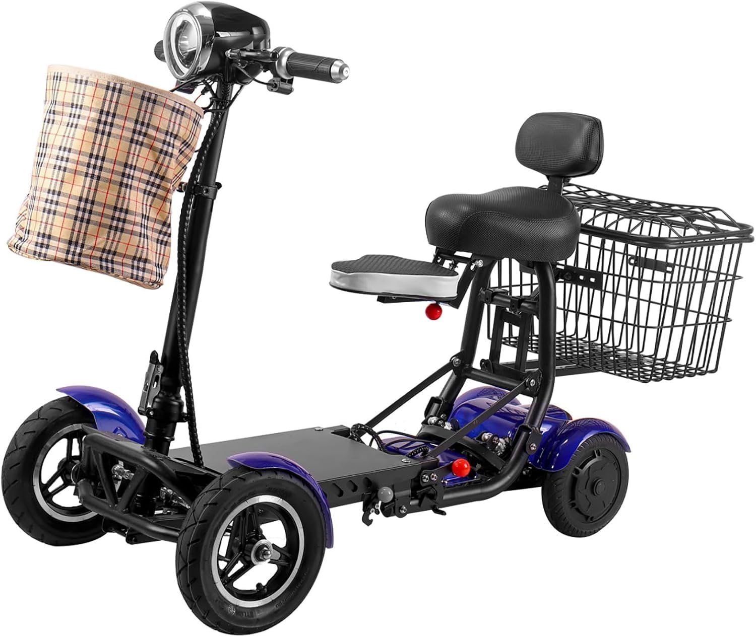 Scooters De Movilidad De 4 Ruedas, Scooters De Movilidad Plegables, Cestas Dobles Delanteras Y Traseras, Frenos De Disco Dobles para Adultos Mayores Discapacitados Viajes Al Aire Libre
