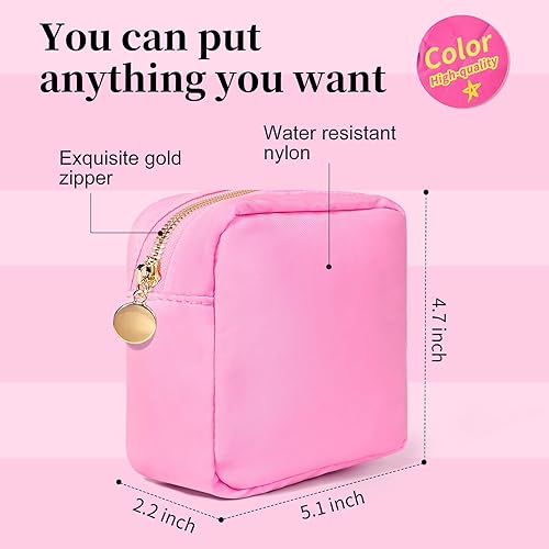 Miniatura 3 de SOIDRAM Pequeña bolsa de maquillaje bolsa de viaje, bolsa de aseo rosa claro, organizador de maquillaje, bolsa de nailon, bolsa de preparación