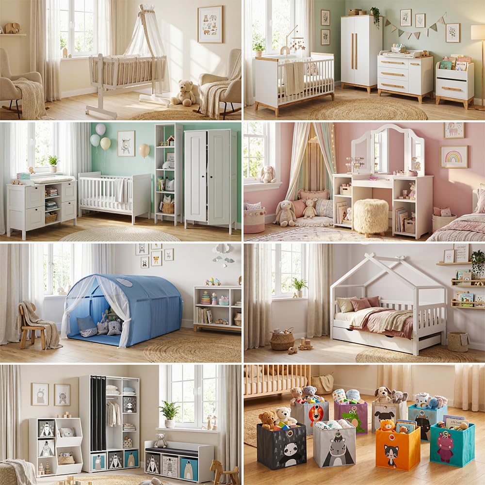 VitaliSpa Lit bébé, Blanc, 40x90 | avec des roues, avec fonction de bascule et roulettes verrouillables