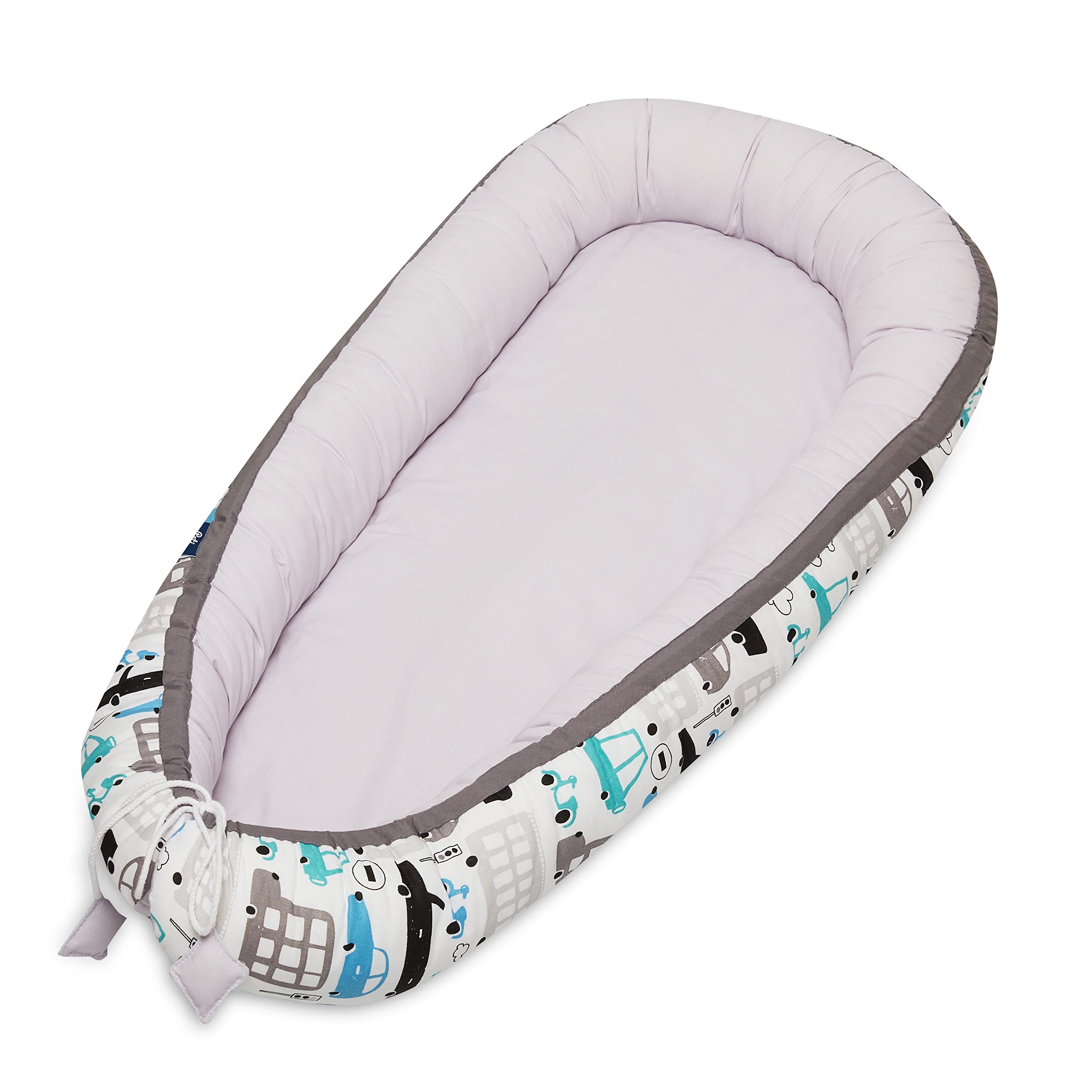 Baby Nest - 90x50cm Two-sided, reversible Pod for Newborn and Babies Handmade 100% Cotton