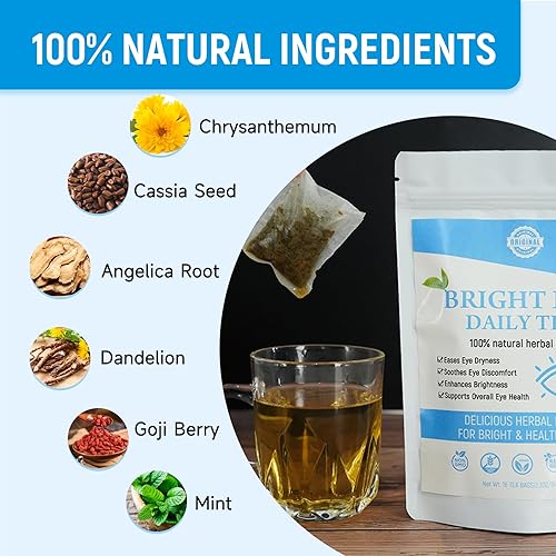 Miniatura 5 de Aromlife Eye Bright Tea alivia la sequedad ocular, Natrual Eyebright Herbal Vision Soporte de té comodidad general para los ojos, 16 bolsitas de té