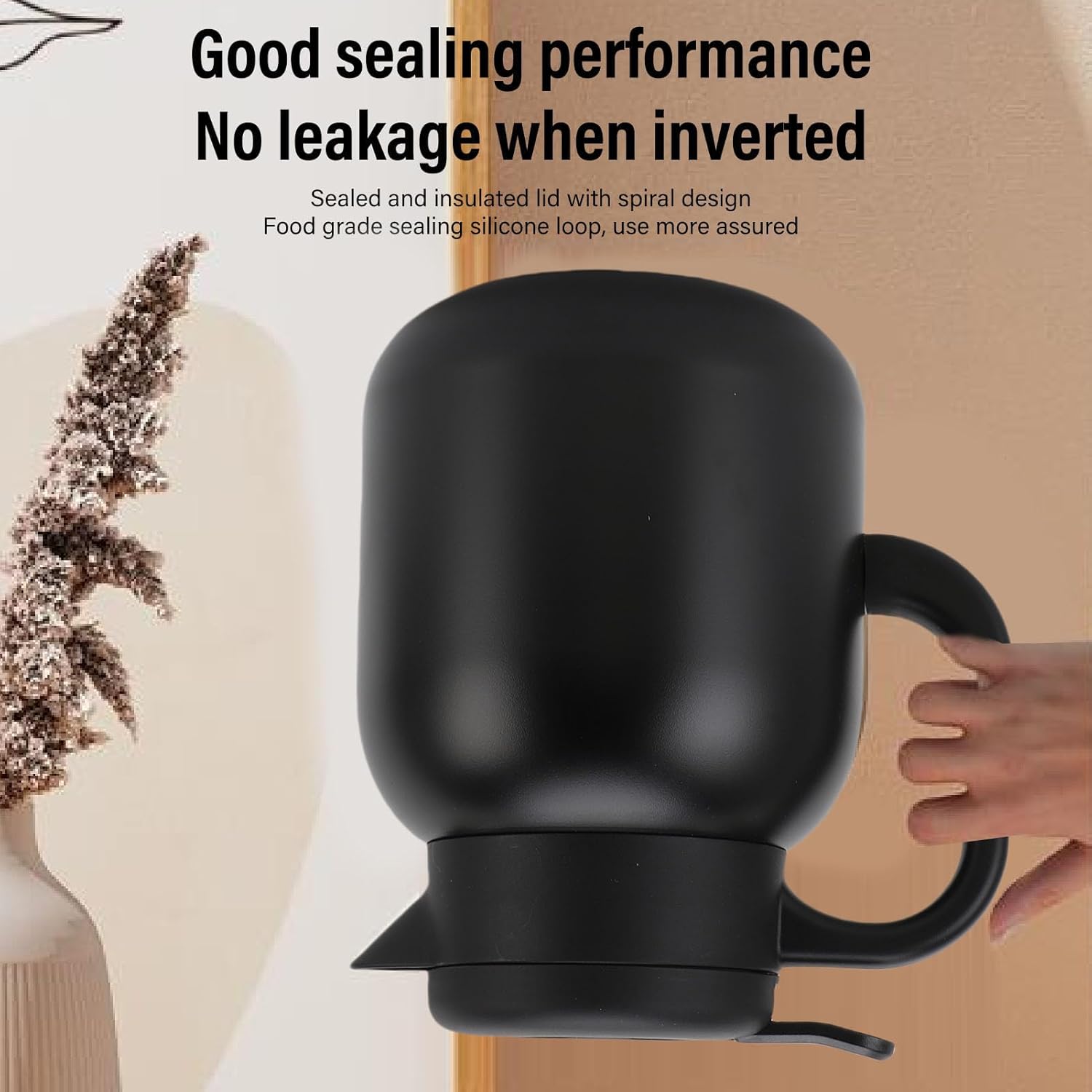 Infuser Tea Insulated Vacuum Insulated Teapot with Infuser - 1500ml Digital Temperature Display - Stainless Steel Hot & Cold Retention Pot for Coffee, Milk, and Beverages - (Black)