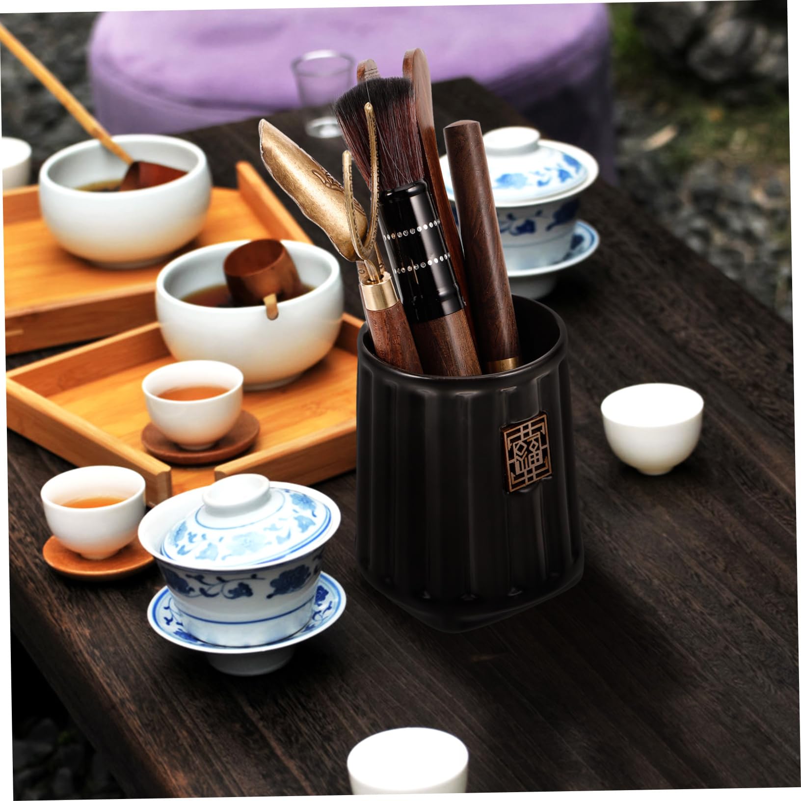 SOLUSTRE 2sätze Chinesischen Teezubehör Für Teezeremonie Kung Fu Teeset Mit Teelöffel Und Teebucket Elegante Utensilien Für Teeliebhaber Und Sammler