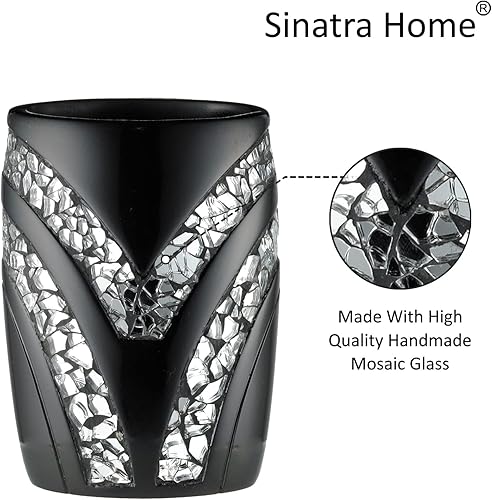 Miniatura 4 de Zahari Home Sinatra - Vaso de baño para cepillo de dientes y pasta de dientes, organizador de brochas de maquillaje, color negro