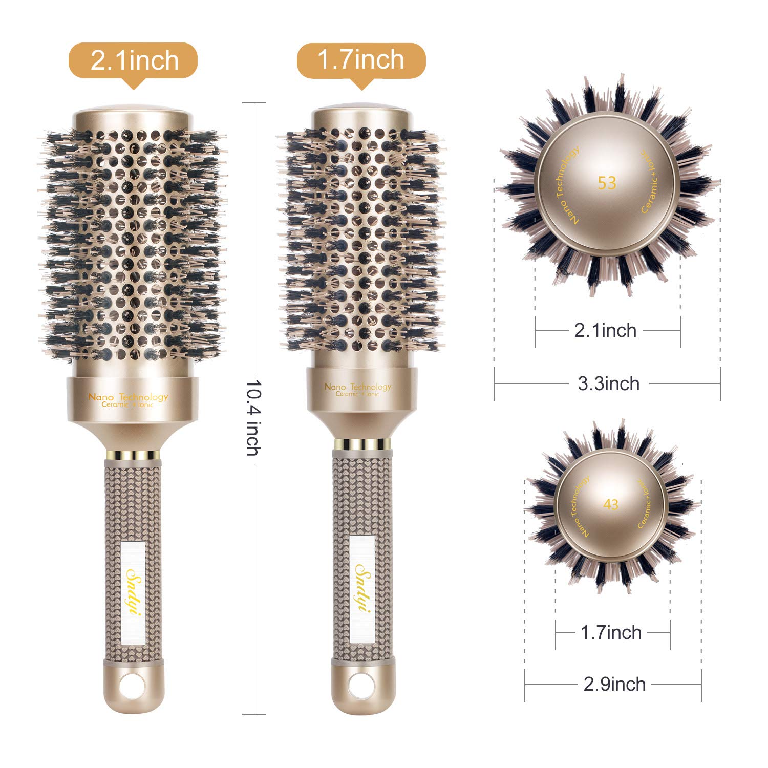 Round Brush for Blow Drying, Nano Thermal Ceramic & Ionic Tech Hair Brush with Boar Bristles