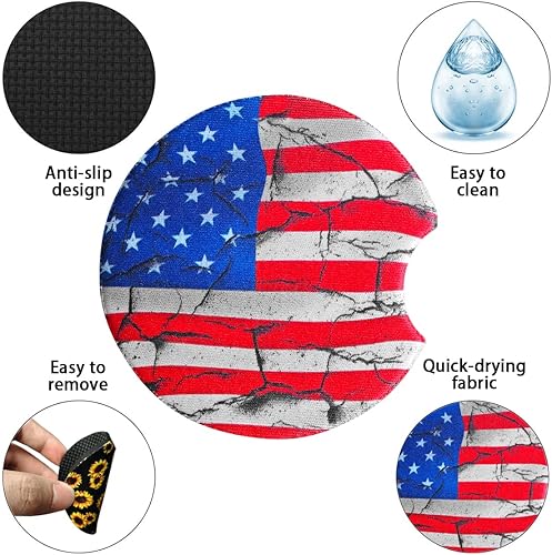 Miniatura 3 de Moly Magnolia Paquete de 2 posavasos absorbentes para automóvil para bebidas, de 2.75 pulgadas, bonitos portavasos de automóvil para mujeres,