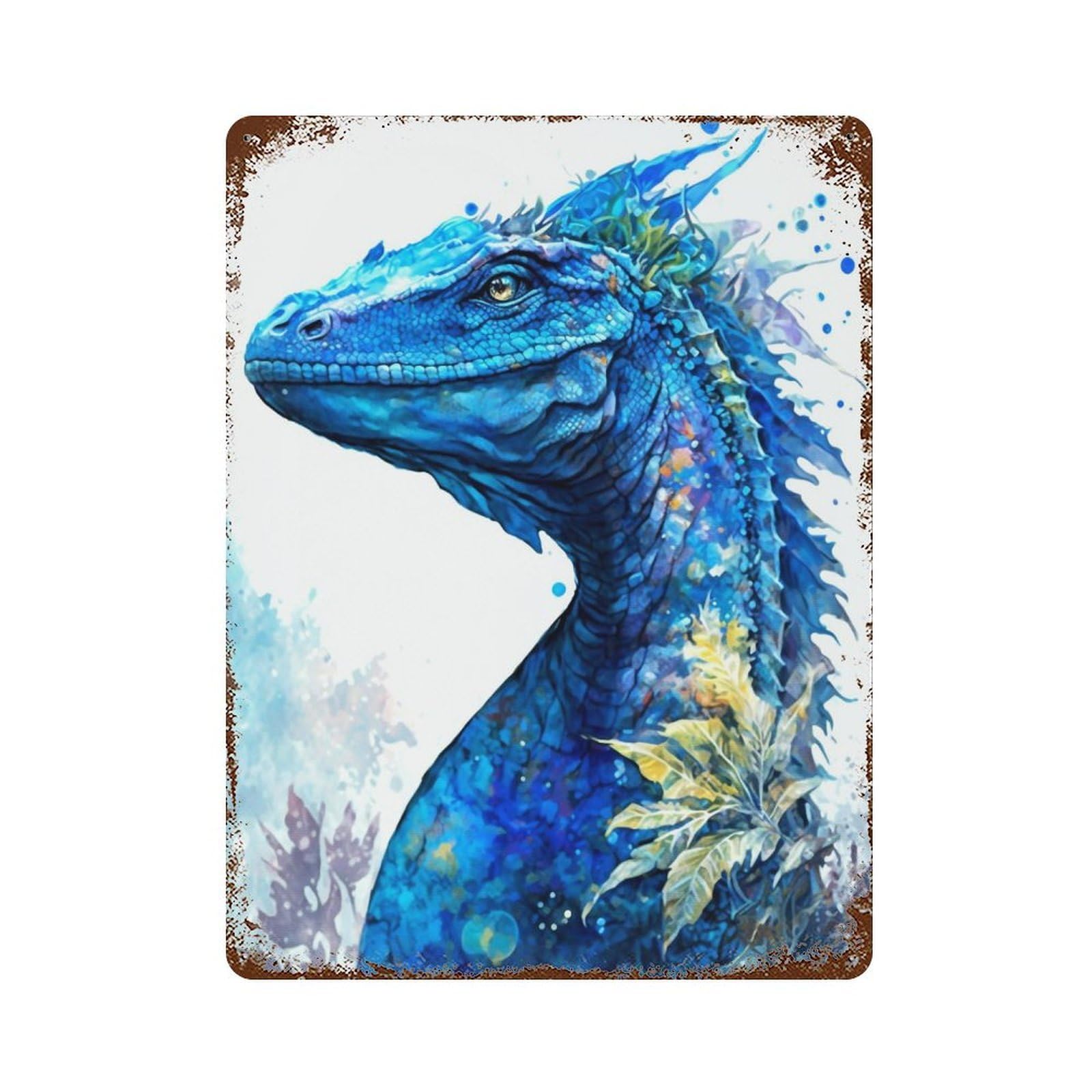 Rusty Metal Tin Sign Dragon 15.7"x11.8", Classic Wall Plaque for Cafe, Home Bar And Lounge Decor