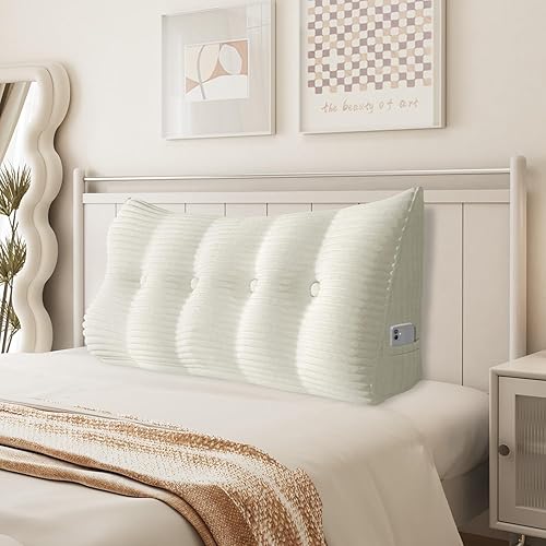 Miniatura 49 de Almohada de cuña para sentarse en la cama, almohada de lectura para adultos, soporte para respaldo, almohada de cabecero, sofá cama, cojín