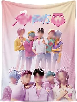K p0p Boys Blanket, Soft Korean Music Culture Flannel Blanket for Home Bedroom Studio, Hunters Merch Party Decorations For Fans Lovers, Plush Bedding, 150 CM *100 CM
