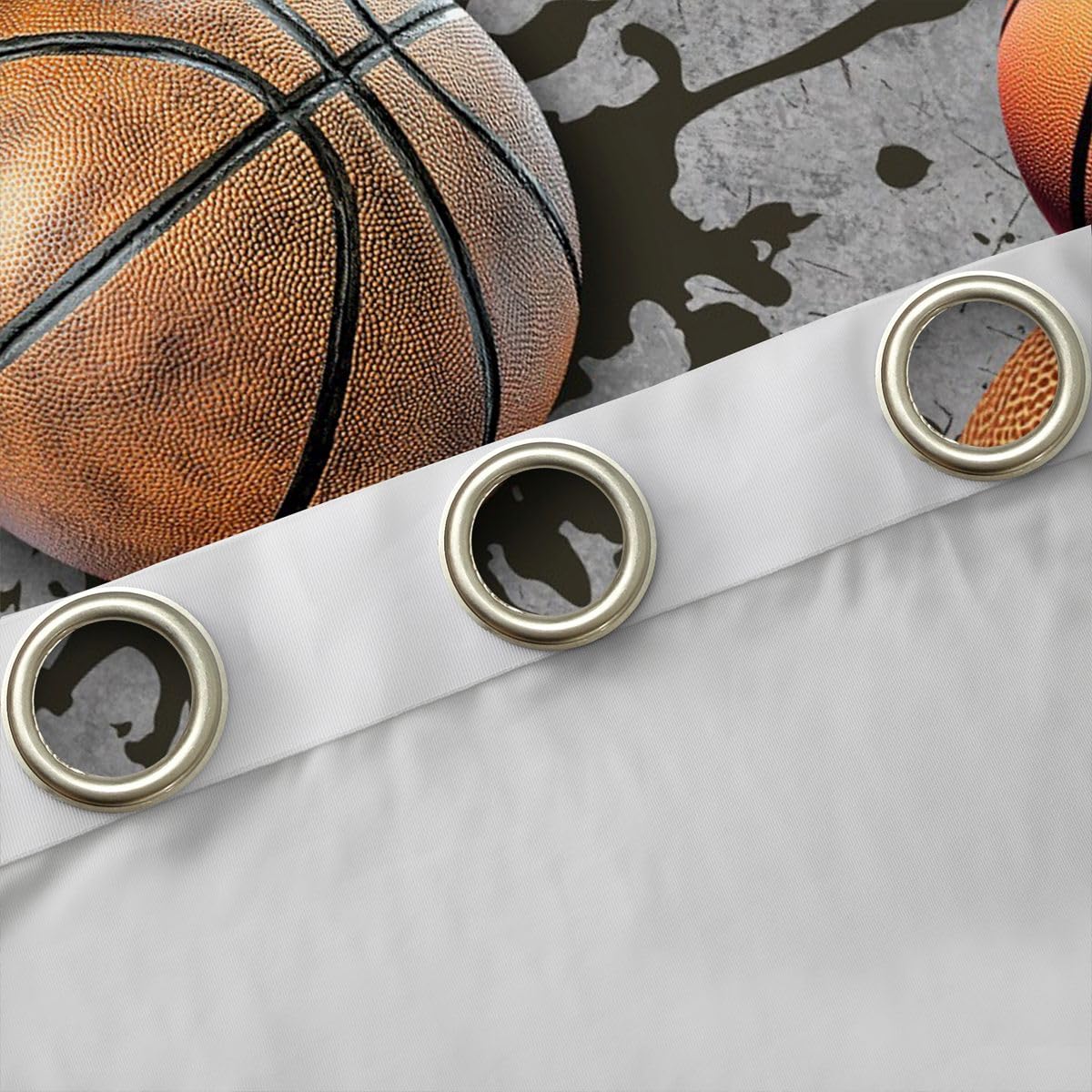 Homewish Sport Curtain Basketball Fenstervorhang 137x117(HxB) Jungen 3D Baseball Ledermuster Blickdichte Vorhänge Schlafzimmer Coole Ballspiele Tintendruck 2 Paneele Gardienen