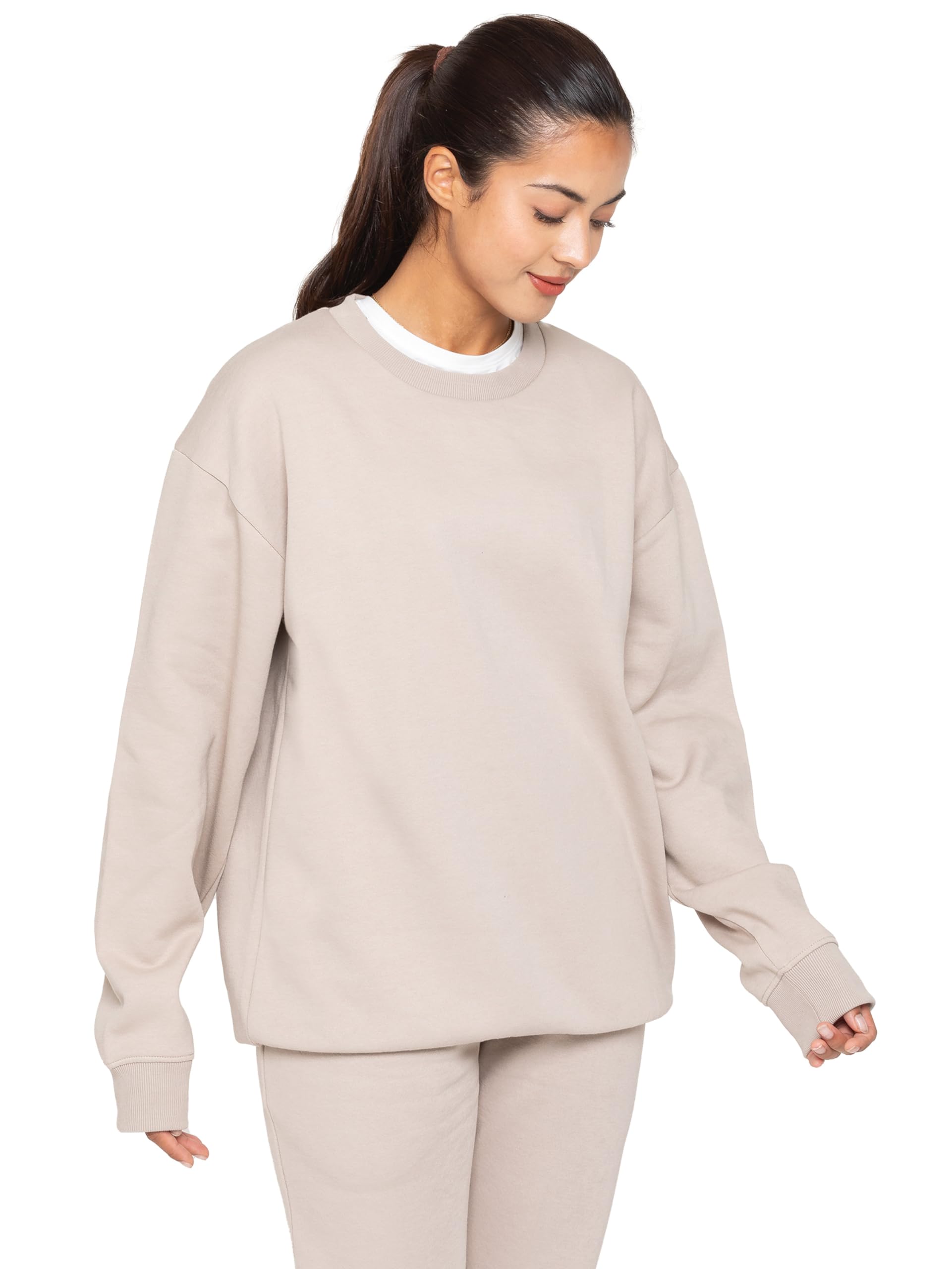 Brand Kruze Women's Oatmeal Oversized Long Sleeve Sweatshirt Soft Sweat Jumper (Uk, Alpha, L, Regular, Regular, )