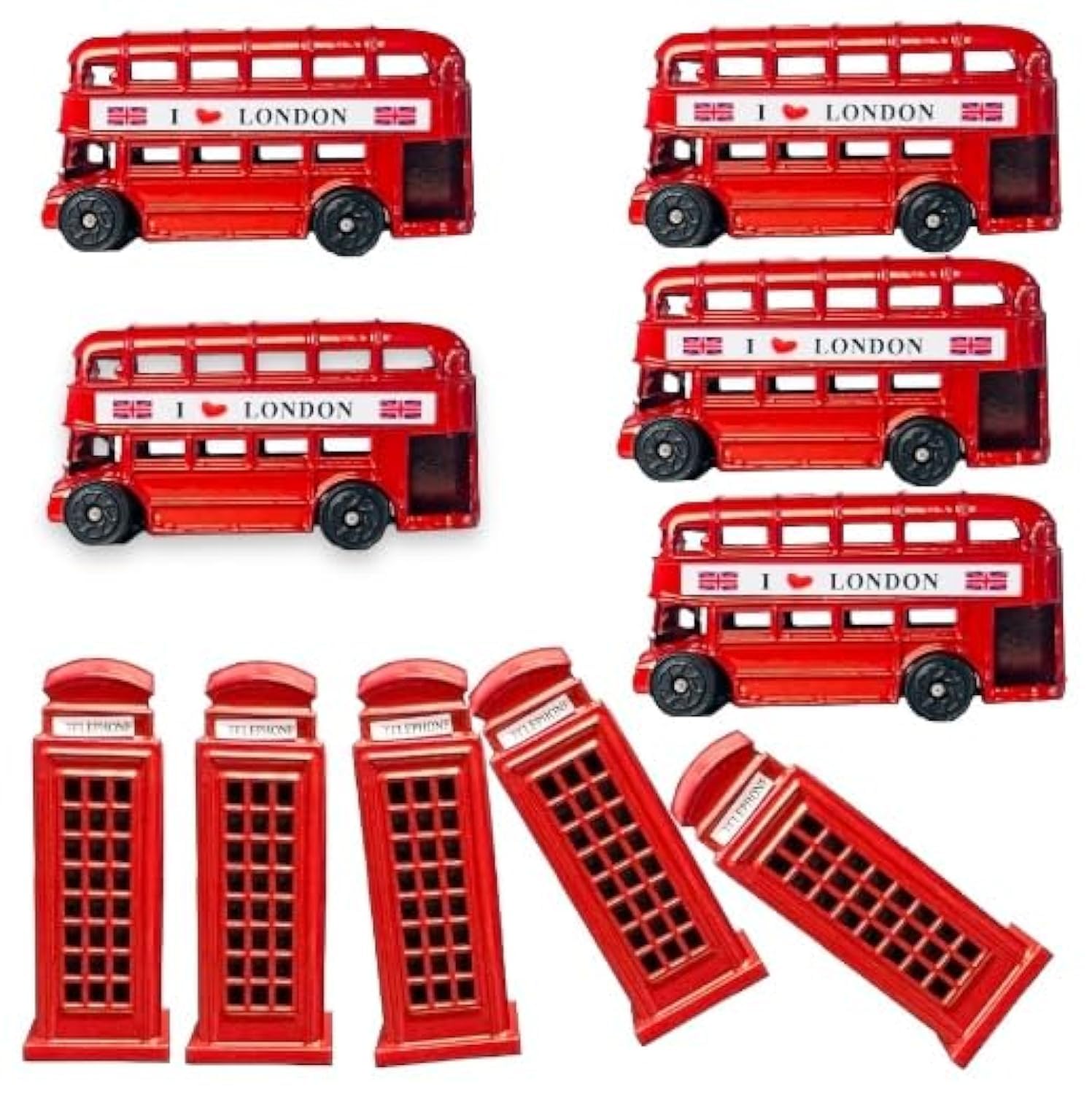 Set of 10 London 3D BUS & TELEPHONE Box Magnet Die-Cast Metal fridge magnet British London Souvenir 3D Bus & Phone Booth Magnet