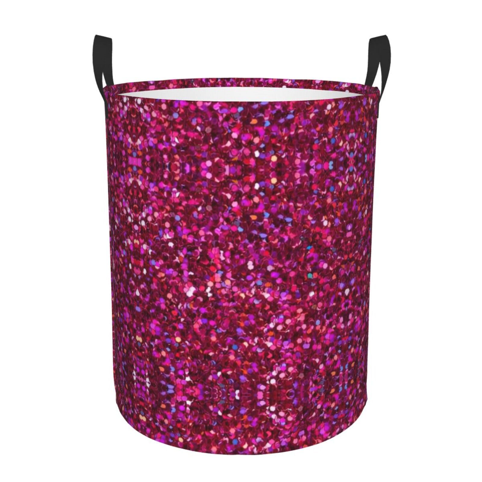 M Collapsible Round Glitter pattern Print Laundry Hamper